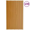 vidaXL Painel de telhado 36 pcs Natural 80 x 45 cm A&ccedil;o galvanizado