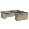 vidaXL 12 pcs conjunto de sof&aacute;s p/ jardim com almofad&otilde;es vime PE bege