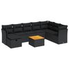 vidaXL 9 pcs conjunto de sof&aacute;s p/ jardim c/ almofad&otilde;es vime PE preto