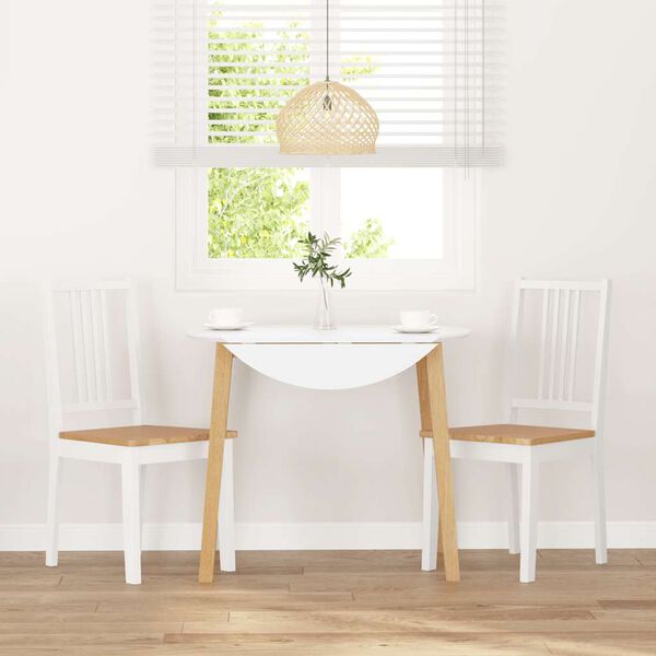 vidaXL Cadeiras de jantar 2 pcs madeira de seringueira maciça branco