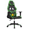 vidaXL Cadeira gaming massagens couro artificial preto e verde