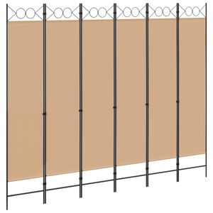 vidaXL Divis&oacute;ria de Quarto de 6 Pain&eacute;is Bege 240 x 200 cm Tecido