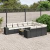 vidaXL 11 pcs conjunto sof&aacute;s de jardim c/ almofad&otilde;es vime PE preto