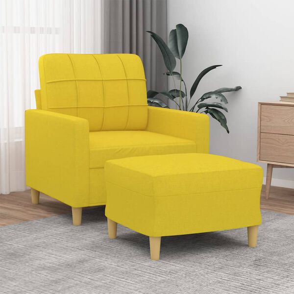 vidaXL Poltrona com apoio de pés 60 cm tecido amarelo-claro