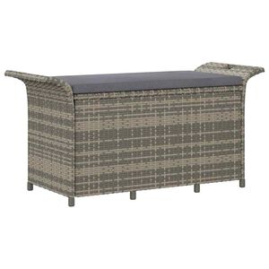vidaXL Banco de jardim com almofad&atilde;o 116x46x57 cm vime PE cinzento