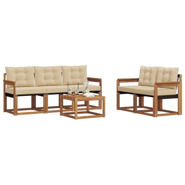 vidaXL Conjunto de Sof&aacute;s para Exterior 6 pcs Natural e Bege