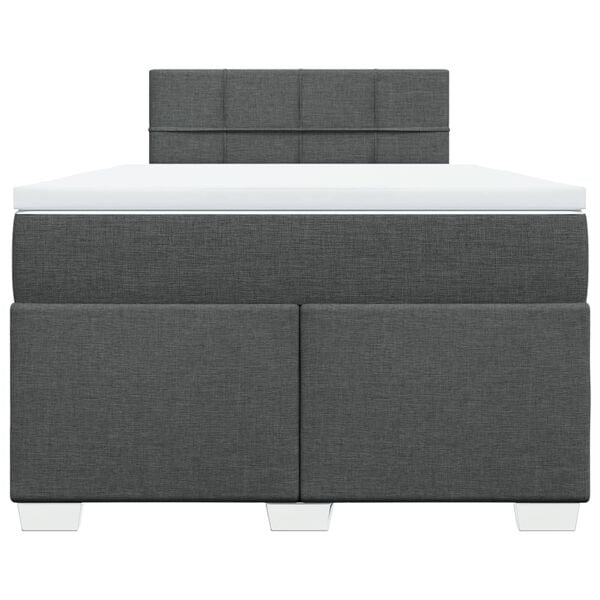 vidaXL Cama boxspring com colch&atilde;o 120x190 cm tecido cinzento-escuro