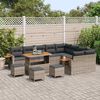 vidaXL Conjunto de Sof&aacute; de Jardim com almofada 14 pcs Cinzeto vime PE