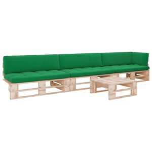 vidaXL 4 pcs conj. lounge paletes c/ almofad&otilde;es pinho impregnado