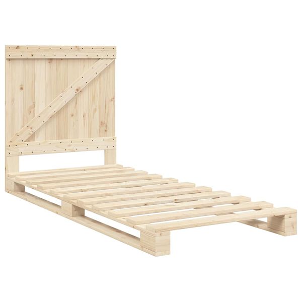 vidaXL Estrutura de cama com cabeceira 90x200 cm pinho maci&ccedil;o