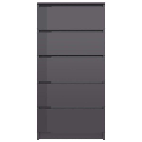 vidaXL Aparador c/ gavetas 60x35x121 cm contraplacado cinza brilhante