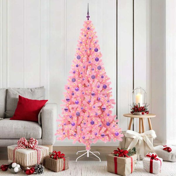 vidaXL &Aacute;rvore de Natal com 300 LEDs com suporte Rosa 180 cm PVC