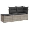vidaXL 3 pcs conj. sof&aacute;s jardim c/ almofad&otilde;es vime PE cinzento-claro
