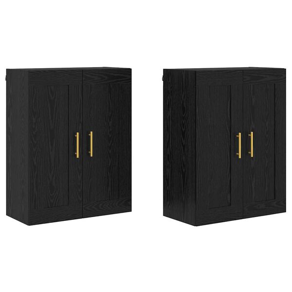 vidaXL Estante de Parede 2 pcs Carvalho Preto 69,5 x 34 x 90 cm