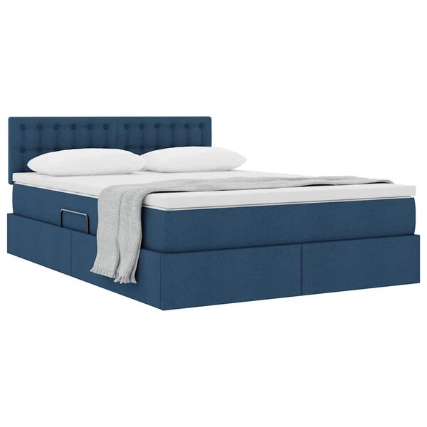 vidaXL Cama com arruma&ccedil;&atilde;o e colch&atilde;o com colch&atilde;o Azul 140 x 190 cm