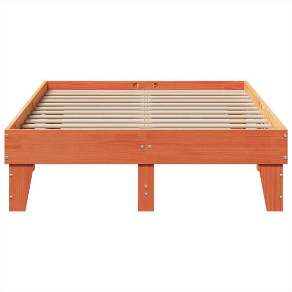 vidaXL Cama sem colch&atilde;o 135x190 cm madeira pinho maci&ccedil;a castanho-mel