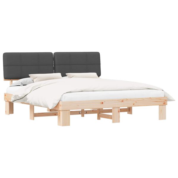 vidaXL Estrutura de Cama com Cabeceira Estofada Cinza Escuro