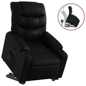 vidaXL Poltrona reclin&aacute;vel elevat&oacute;ria couro artificial preto
