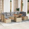 vidaXL Conjunto de Sof&aacute; de Jardim 8 pcs Bege Rattan Sint&eacute;tico