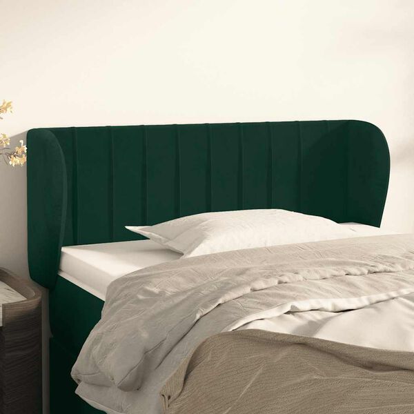 vidaXL Cabeceira de cama c/ abas veludo 83x23x78/88cm verde-escuro