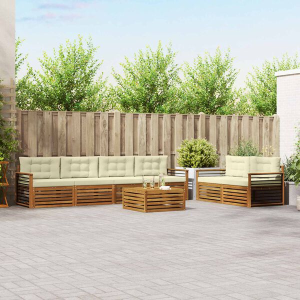vidaXL Conjunto de Sof&aacute;s para Exterior 7 pcs Natural e Creme