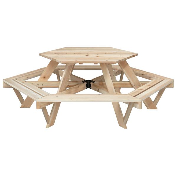 vidaXL Mesa piquenique hexagonal p/ 6 crian&ccedil;as madeira de abeto maci&ccedil;a