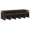 vidaXL 11 pcs conjunto jantar p/ jardim c/ almofad&otilde;es vime PE castanho