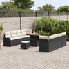 vidaXL Conjunto de Sof&aacute; de Jardim com almofada 11 pcs Preto e Creme