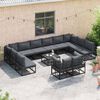 vidaXL Conjunto de Sofá de Jardim com almofada 12 pcs Preto Alumínio