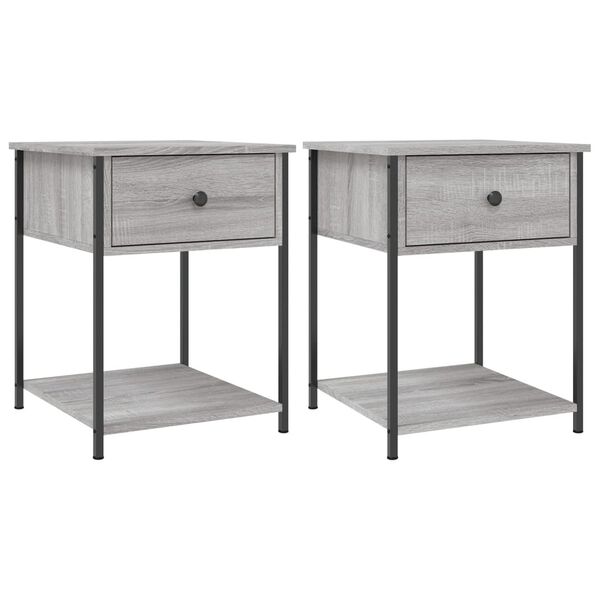 vidaXL Mesas de cabeceira 2pcs 44x45x58 deriv. de madeira cinza sonoma