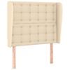 vidaXL Cabeceira de cama c/ abas tecido 103x23x118/128 cm creme