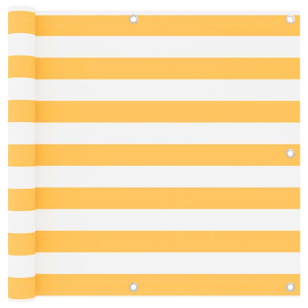 vidaXL Tela de varanda 90x500 cm tecido Oxford branco e amarelo