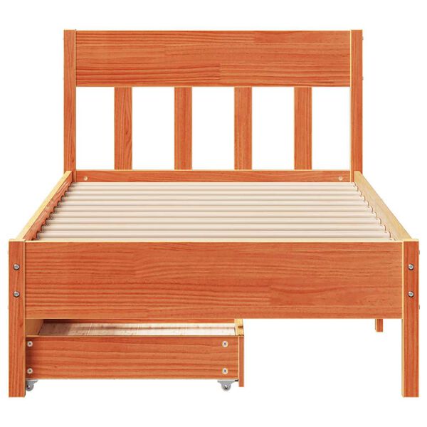 vidaXL Cama sem colch&atilde;o 90x190 cm madeira de pinho maci&ccedil;a castanho-mel