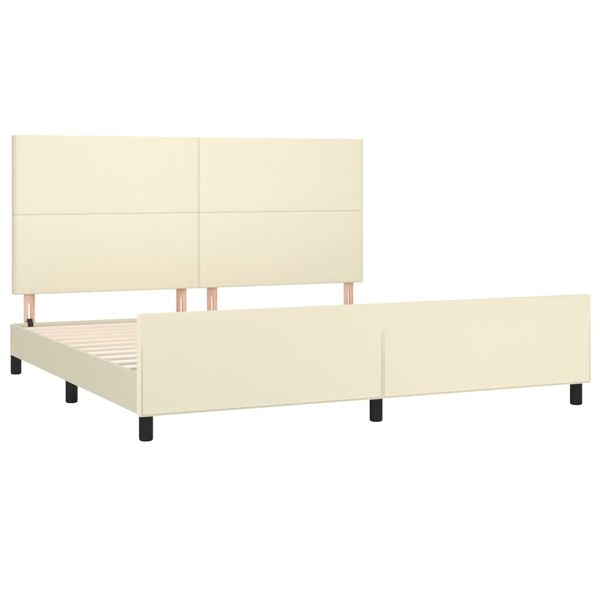 vidaXL Estrutura de cama c/ cabeceira couro artificial 200x200cm creme