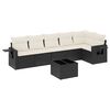vidaXL 7 pcs conjunto de sof&aacute;s p/ jardim c/ almofad&otilde;es vime PE preto