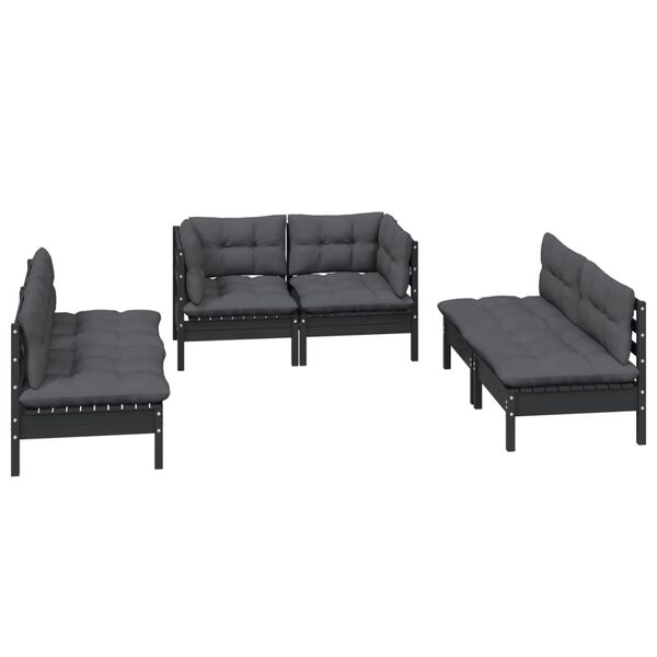vidaXL 6 pcs conjunto lounge de jardim c/ almofad&otilde;es pinho maci&ccedil;o
