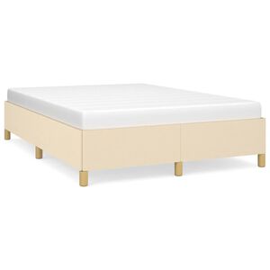 vidaXL Estrutura de cama sem colch&atilde;o 140x190 cm tecido cor creme