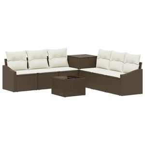vidaXL Conjunto de Sof&aacute;s 8 unid. Marrom e Branco Creme