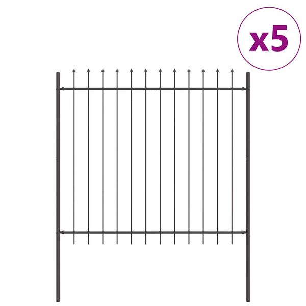 vidaXL Cerca para Jardim 5 pcs Cinzeto 8,5 x 1,5 m