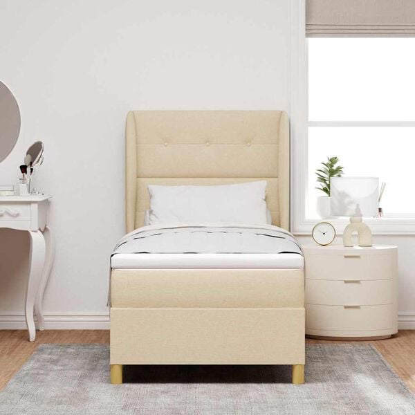 vidaXL Cama Box Springs com Colch&atilde;o Cinza Escuro 90x190 cm Creme
