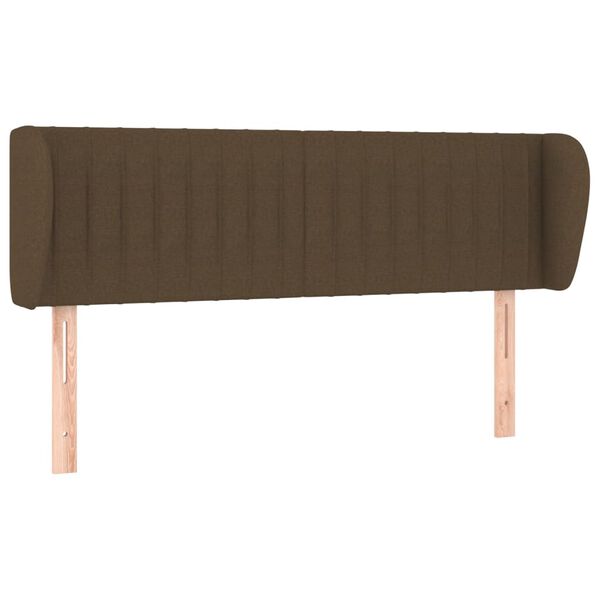 vidaXL Cabeceira de cama c/ abas tecido 147x23x78/88cm castanho-escuro