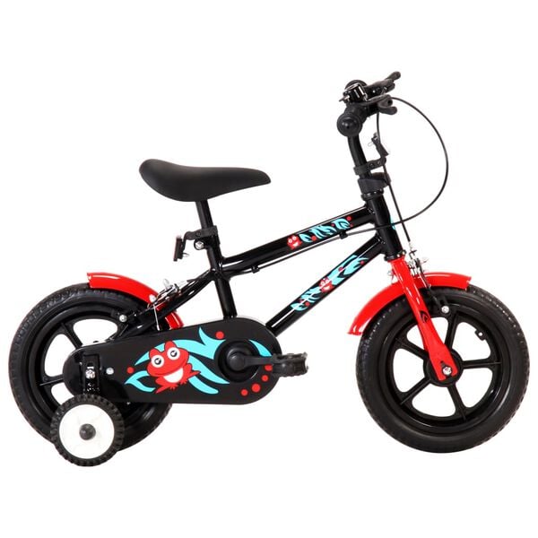 vidaXL Bicicleta de criança roda 12" preto e vermelho