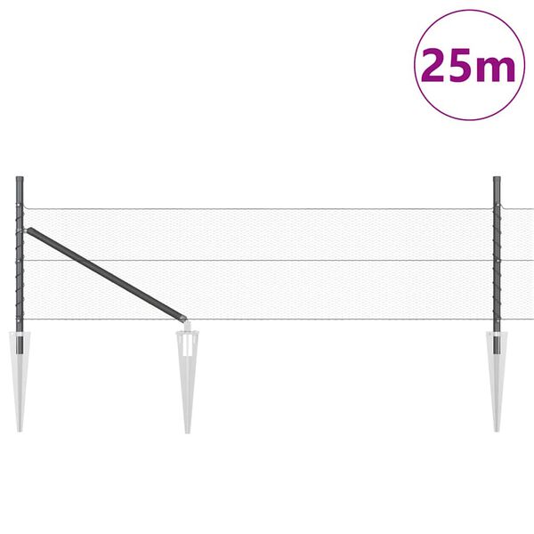 vidaXL Poste de Cerca Cinzeto 25 x 0,8 m (malha de 13 mm) A&ccedil;o e PVC