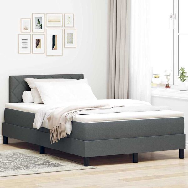 vidaXL Cama Box com colch&atilde;o Cinzento escuro 120 x 200 cm tecido