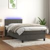 vidaXL Cama box spring c/ colch&atilde;o/LED 90x190 cm veludo cinzento-escuro