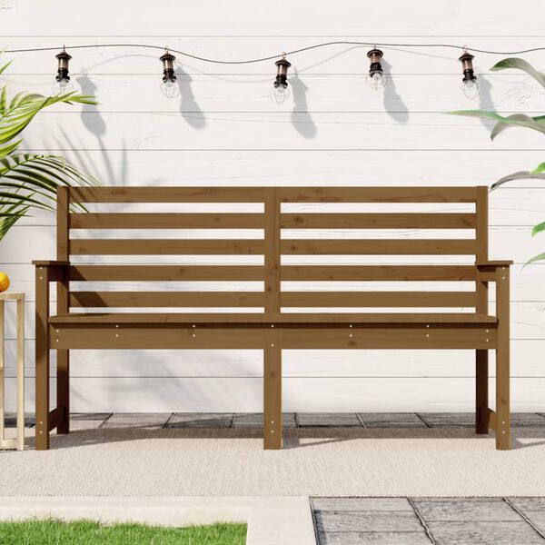 vidaXL Banco de jardim 159,5x48x91,5 cm pinho maci&ccedil;o castanho-mel