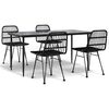 vidaXL 5 pcs conjunto de jantar p/ jardim vime PE preto