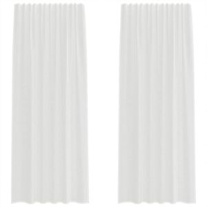 vidaXL Cortinas de voile com bolsos para var&atilde;o 2 pcs branco