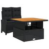 vidaXL 2 pcs conjunto de jantar p/ jardim c/ almofad&otilde;es vime PE preto