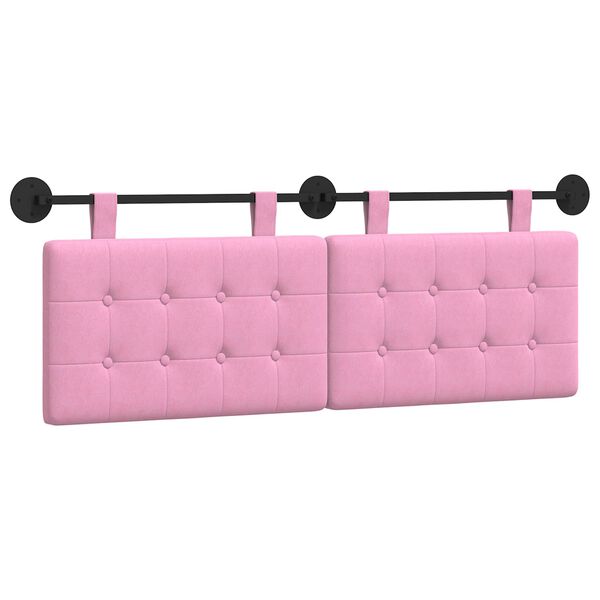 vidaXL Cabeceira Suspensa Rosa 130 x 55 x 5 cm tecido